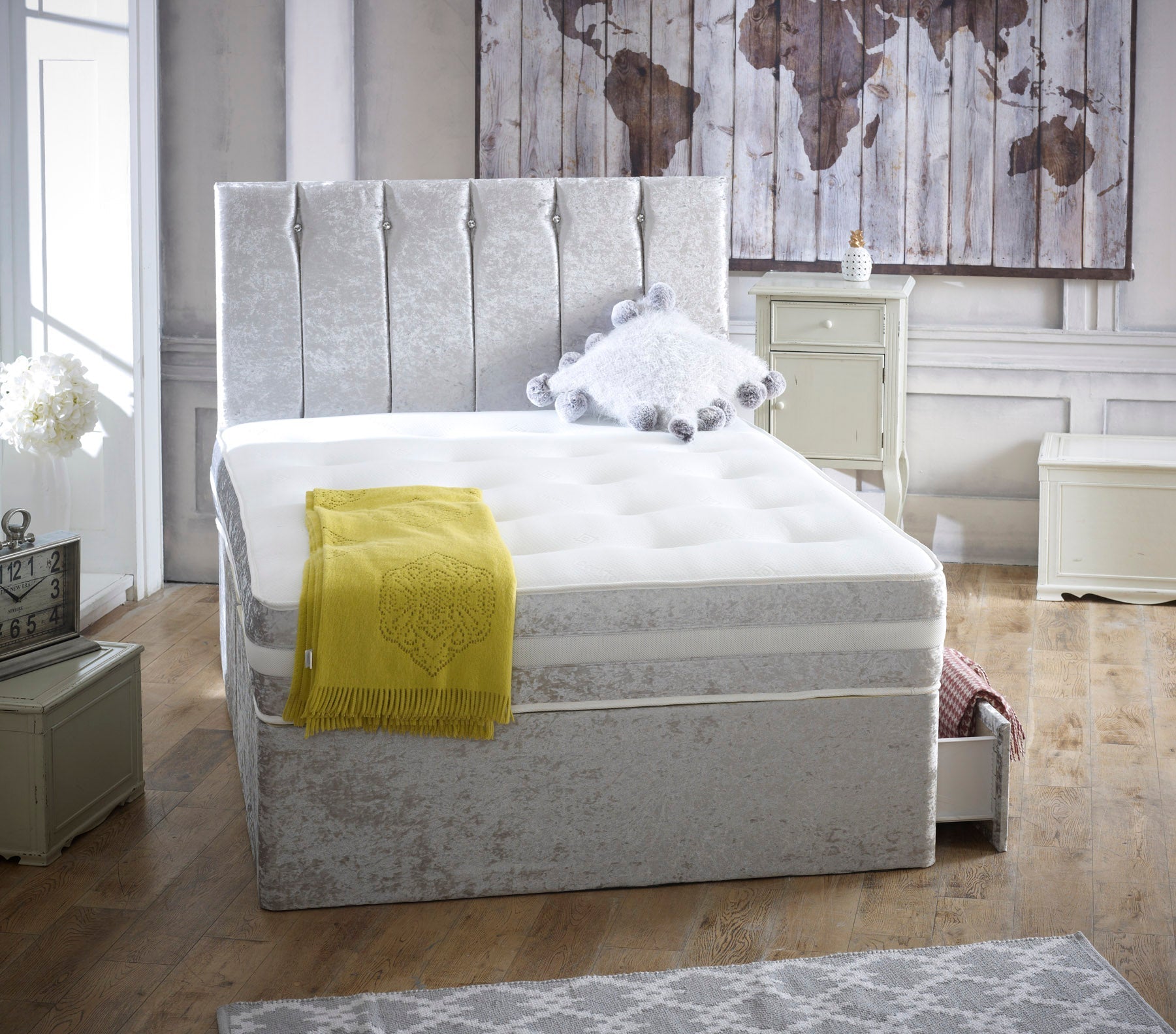 Florence Memory Divan Bed Set with Mattress & Headboard